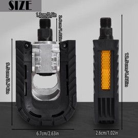 Auptiz Bike Pedal,9/16inch Threads of Bike Flat Pedal,Bicycle Pedal Sets with Reflectors,Waterproof,1 Pair Folding Bike Pedals For Universal Mountain Bike Road Bike Trekking Bike