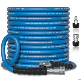 Pressure Washer Hose, 3/8" x 100FT Power Washer Hose, Kink Resistant Hot and Cold Water Flexible Washing Hose Max 248°F, 4800 PSI Commercial Industrial Grade Steel Wire Braided Extension Hose
