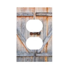 Rustic Old Wooden Garage Door Duplex Outlet Covers Light Switch Cover Decorative Wall Plate Electrical Faceplate 5" x 3" Switch Plate Cover Standard Size for Bathroom Kitchen Living Room Decor