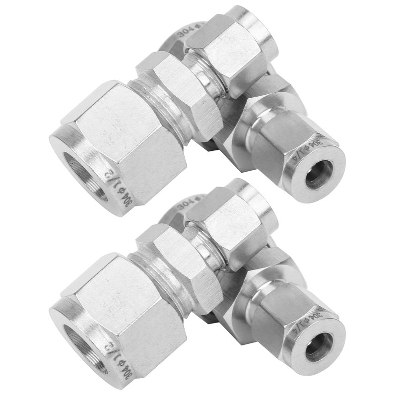4Pcs Stainless Steel Compression Fitting Straight DoubleFerrule Tube Adapter for