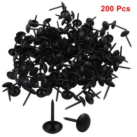Hitefu 200Pcs Black Upholstery Tacks for Upholstered Furniture Cork Board Sofa DIY Projects or Home Decor - Antique Metal Thumb Tacks Round Head Upholstery Pins (7 x 13mm)