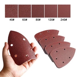 Pack of 50 Velcro Sanding Sheets Mouse Sandpaper 5 Holes 90 x 140 mm Sanding Triangles 10 x Grit 40/60/80/120/240 for Black and Decker Sandpaper Sandpaper Sandmouse Triangle Sander