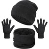 3-Pieces Winter Beanie Hats, Scarf and Touch Screen Gloves Set