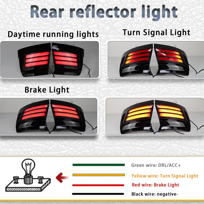 PGTOPONE LED Rear Bumper Reflectors Light Fog Brake Tail Lamps