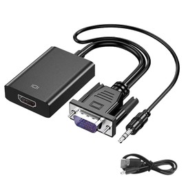 Riybyds VGA auf HDMI Adapter mit Audio und USB-Stromversorgung, Konverter 1080P VGA Stecker auf HDMI Buchse für Computer, PC, Laptop, Monitor, HDTV – inklusive Audio- und USB-Kabel