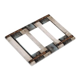 Blue And White Wooden Planks 3 Rocker Decorative Switch Plate Electrical Panel Suitable For Bathroom, Home, Bedroom Art Panel Decoration