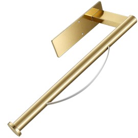 Paper Towel Holder Under Cabinet, Single Hand Operable Tearing Off Paper Towels with Damping Effect, Both Available in Adhesive and Screws, Stainless Steel (Gold)