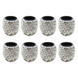 GRABOTE 8-Pack Handmade Crystal Rhinestone Tire Valve Stem Caps, Wheel Tire Valve, Dustproof Bling Car Accessories, Universal for Cars Trucks Motorcycles (White)