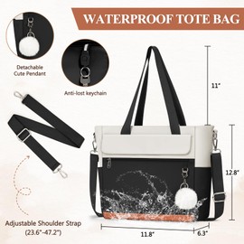 Canvas Tote Bags for Women with Zipper Waterproof Work Bag Large Crossbody Bag for Work Travel Teacher Nurse College