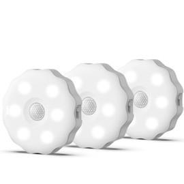 SMASOON 3-Pack Recharge Operated Motion Sensor Lights, LED Night Lights, Long-Lasting Battery, Wireless Closet Light for Cabinets, Kitchen, Indoor Use