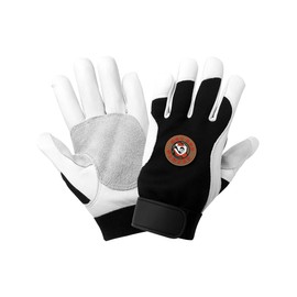 Goatskin Leather Palm Mechanics Style Gloves, Anti-Shock/Vibration Dampening Palm, Large ( 1-Pair )