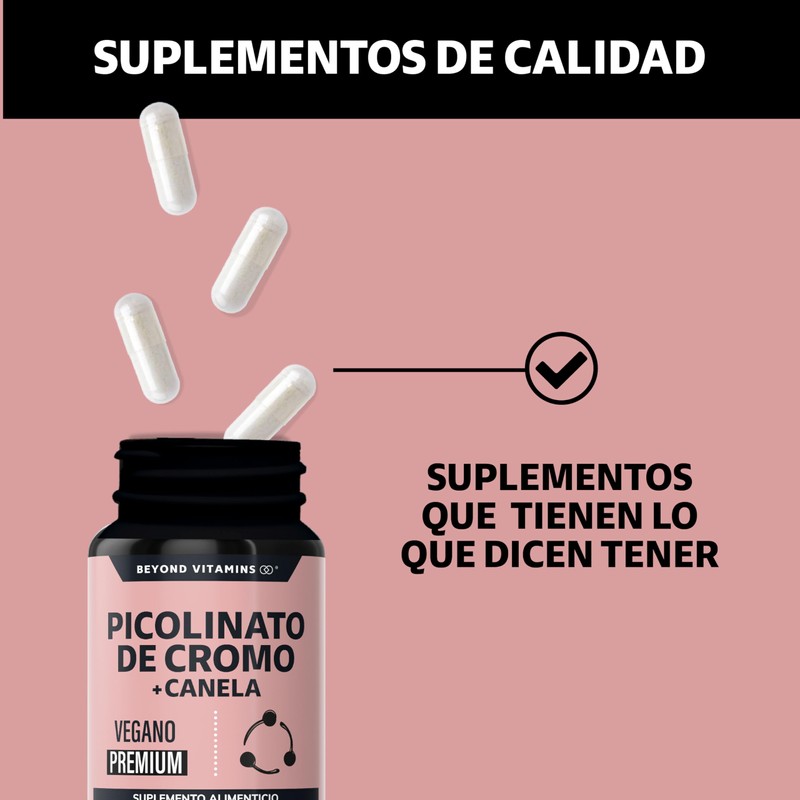 Beyond Vitamins | Picolinato de Cromo con Canela, Cápsulas VCaps,