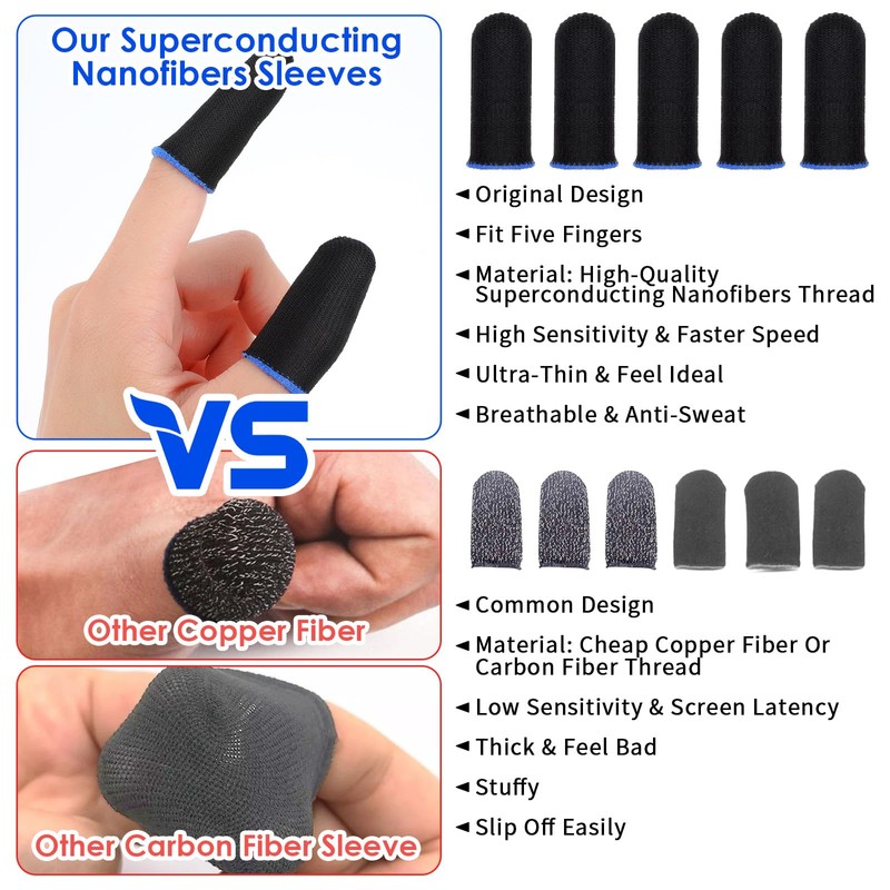 YBEATY 30 Pcs Finger Sleeves Gaming Light Fiber Thumb Protector