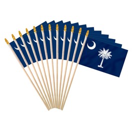 South Carolina State Handheld Stick Flag 4x6 Inch 12 Pack Small Mini SC Flag On Wooden Stick For Patriotic Festival Events Party Decoration (SC, 4X6 In)