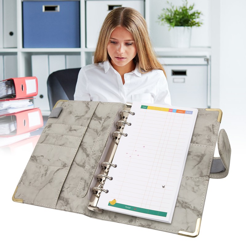 Budget Binder with Cash Envelopes PU Leather Marbling A6 Money