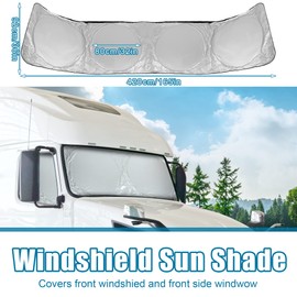 X AUTOHAUX Semi-Truck Sunshade for Windshield and Side Window 240T Polyester