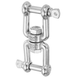 MECCANIXITY Heavy Duty M10 Double Swivel Eye Hook, 304 Stainless Steel Ended Jaw x Jaw Chain Swivel Shackle Ring Connector Load 600 KG/1322 lbs for Hanging
