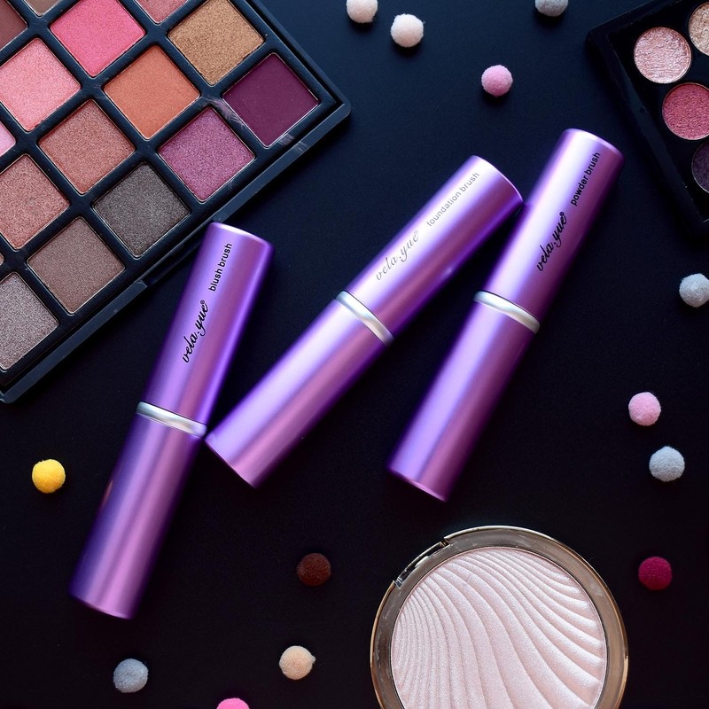 Vela.Yue Brocha Rubor Retráctil Pincel Colorete Kabuki de Maquillaje