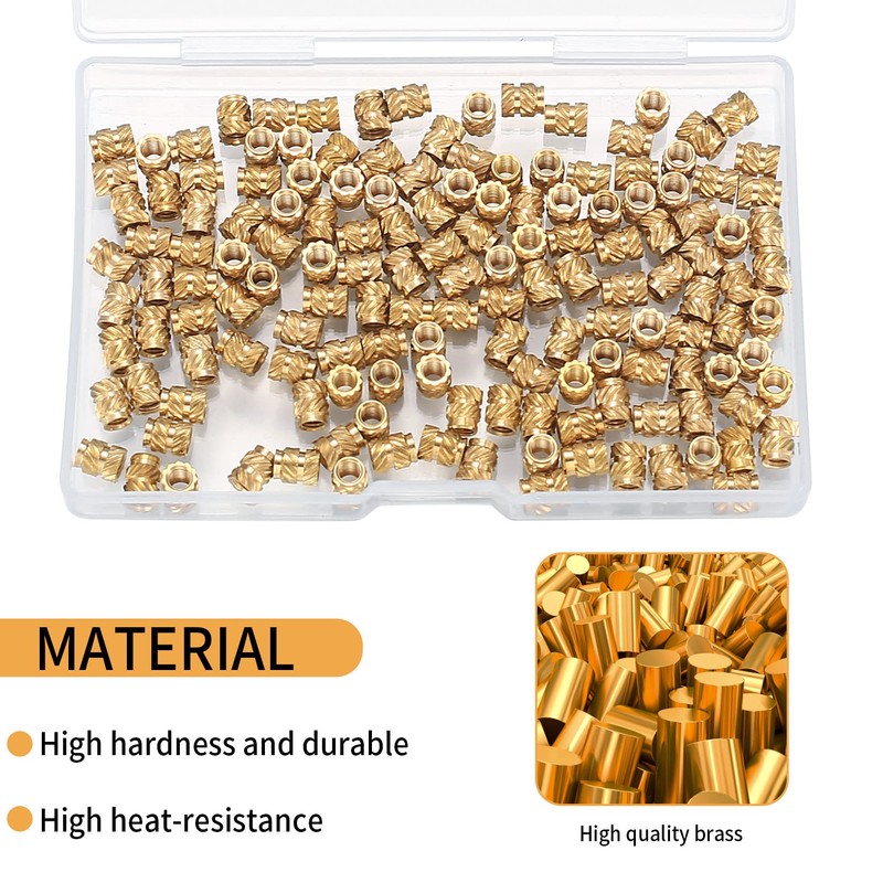150 Pcs M3 Threaded Inserts, Knurled 3D Printing Nuts, Embedment