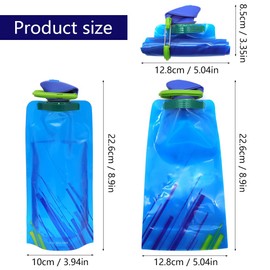 KtbeYTi 700 ml Pack of 4 Foldable Water Bottles, 4 Colours Foldable Water Bottles, Foldable Bottle for Trekking Tour Adventure Travel