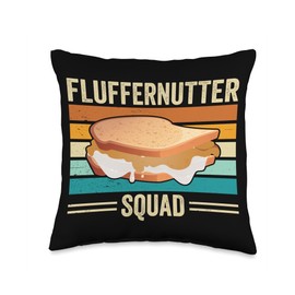 Funny Creamy Fluffernutter Squad Cool Peanut Butter Sandwich Throw Pillow