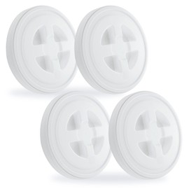 HNBun 4 Pieces 5 Gallon Leak-Proof Bucket Lid, Plastic Storage Bucket Screw Seal Lids Screw Pail Lid Sets, Food Storage Container Lids for Plastic Bucket Compatible with Gamma, White