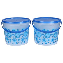2 Pack Small Christmas Treat Bucket with Lids and Handle - Variety Prints