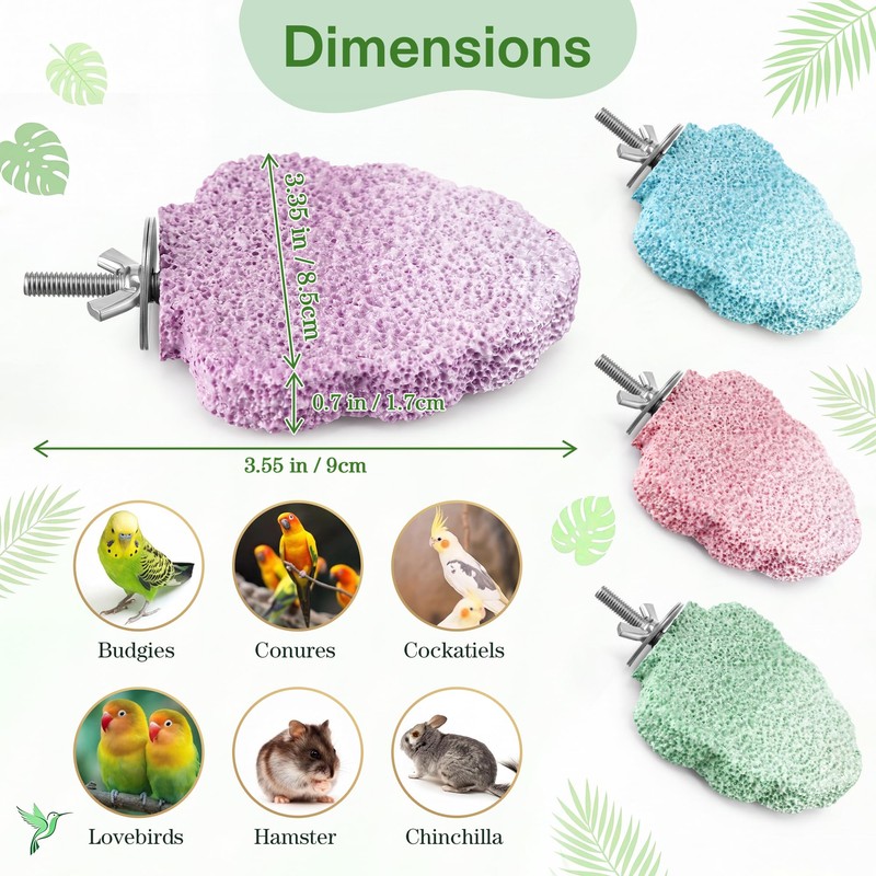 4 PCS Bird Beak Grinding Stone, Bird Perches for Cage,