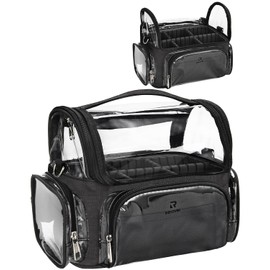 Estuche de maquillaje, bolsa de maquillaje profesional para artista, organizador de almacenamiento de brochas de cosméticos, portátil de viaje con divisores ajustables, Transparente, Mediano