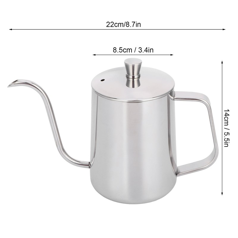 600ml Coffee Drip Kettle 304 Stainless Steel Slender Spout Thicken