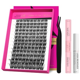 VEYESBEAUTY Eyelashes Cluster Lashes Kit 3D Individual Eyelashes False Eyelashes Wispy Lashes Eyelash Clusters (Vbmuse Kit, 10-18mm)