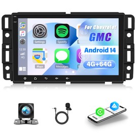 4+64GB 8 inch Car Radio Stereo for GMC Sierra 2007-2013 for Buick Enclave 2008-2012, Android 14 w/Wireless CarPlay & Android Auto
