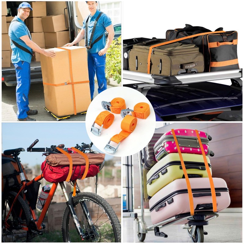 4 Tie Down Straps Short, Adjustable Cargo Straps, Durable Bicycle