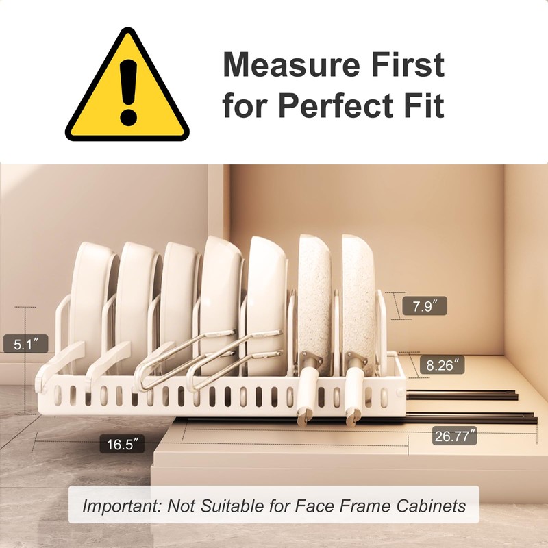 Pots and Pans Organizer Under Cabinet 2 Pack, Pull-Out Cabinet