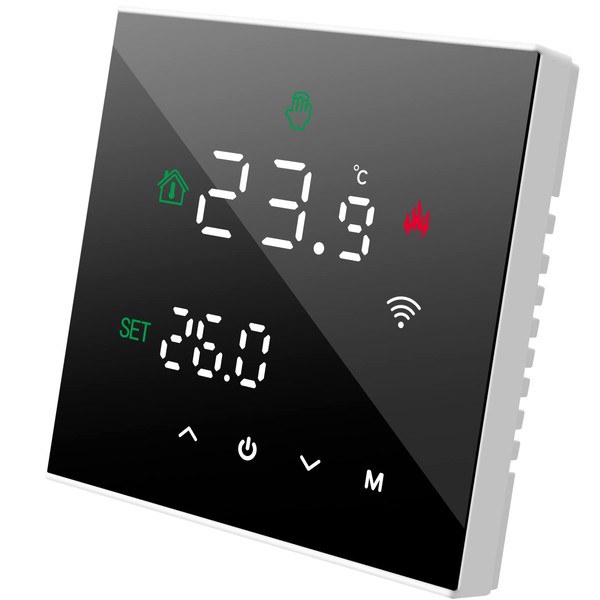 Beok Tuya Programmable Smart Thermostat ，WiFi Thermostat Mounted on the Wall of the Caldera, LCD Touch Screen,TGW60B-WIFI-WPB Black