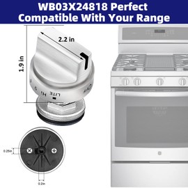 5pcs Upgraded Wb03x24818 Gas Stove Knobs Replacement,Compatible with GE 4363588 AP5989029 PS11729081 EAP11729081,Specific D-Shape Model Not Universal,Stainless Steel Gas Range Oven Stove Knob