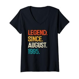 Womens Legend Since August 1995 30th Birthday Gift 30 Year Old V-Neck T-Shirt