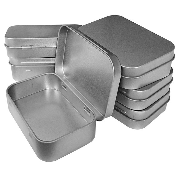 Hulless 6 Pcs Metal Hinged Tin Box Container Mini Portable