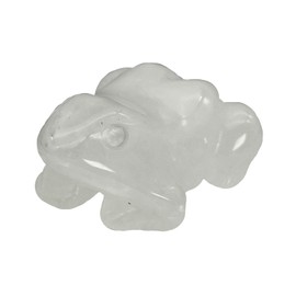 Fekuar Carving Rock Quartz Stone Frog Statue, Healing Crystal Animal Pocket Figurine Decoration 1.5"