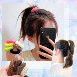 KAMIHO ヘアゴム 跡がつかない かみどめ おしゃれ ヘアアクセサリー 髪ゴム 大人向け 韓国 6個セット Aタイプ 彩色カラー1