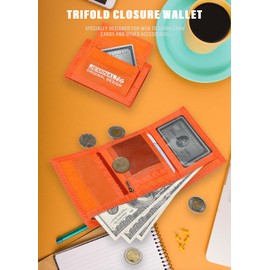 JEMINAL Lanyard Trifold Wallet for Men Nylon Wallet with Multiple Card Slots and ID Window Orange