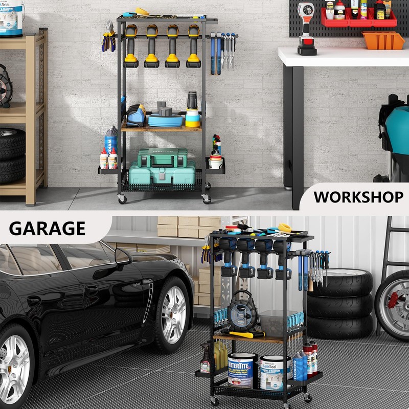 GILLAS Utility Tools Cart, Power Tool Organizer with Wheels for