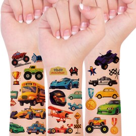 allydrew Waterproof Temporary Tattoos for Children, 20 Sheets, Vehicles