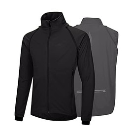 33,000ft Men's Cycling Jacket Long Sleeve, Waterproof Running Bike Vest Outerwear Reflective Windproof Sleeveless Jacket