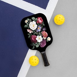 P. Graham Dunn Flowers Purple White 15.5 x 7.75 Plywood Pickle Ball Paddle