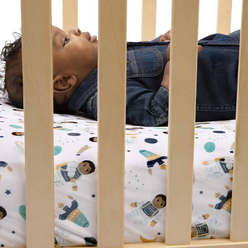 Little Muffincakes Extra Soft Fitted Crib Sheet, Astronaut and Space