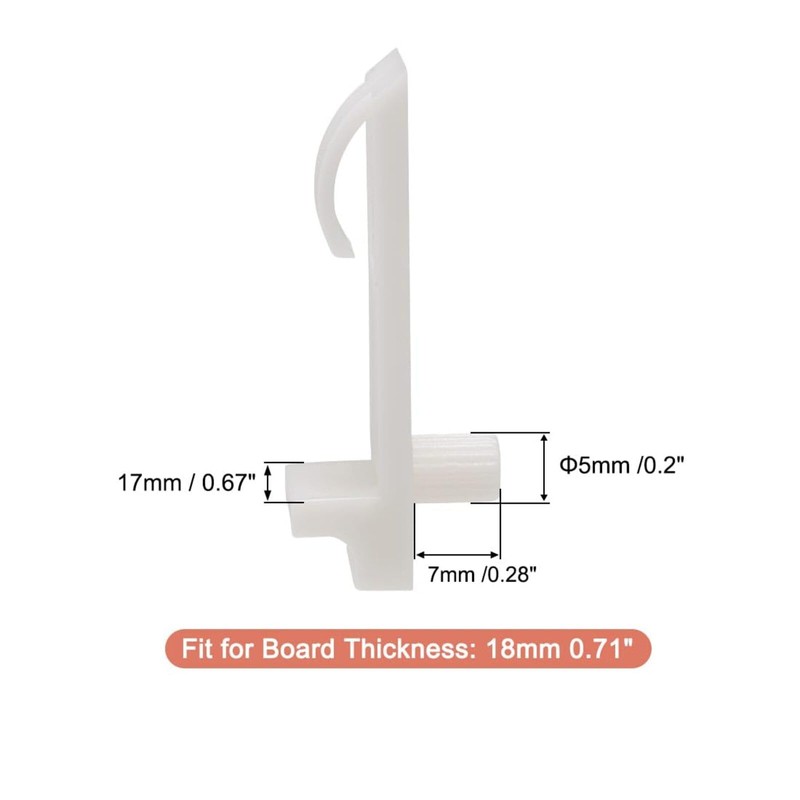 Plastic Shelf Support Pegs,5.3mm Shelf -Locking,Cabinet Shelf Clips,Shelf Bracket Peg,for
