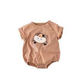 OverDose Boutique Infant Short Sleeved Jumpsuit Cow Print Crawl Clothes Harness Summer Daily Wear 2t Long Sleeve Shirts Girls (Khaki, 3-6 Months)