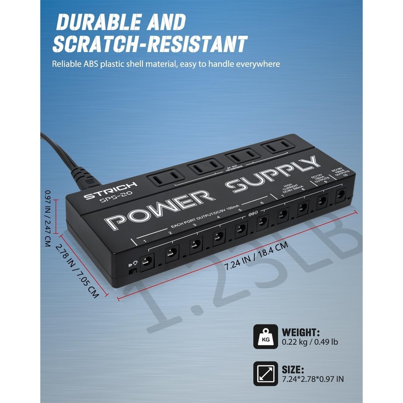 STRICH SPS-20 Guitar Power Supply 10 Independent DC Output for