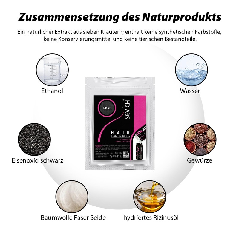 SEVICH Sevich Streuhaar - 100g Nachfllpackung Fr Haarausfall Oder Dnner